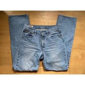 Levis 501 90s Light Wash High Rise Straight Leg Blue Denim Jeans Mom Dad W26 L32